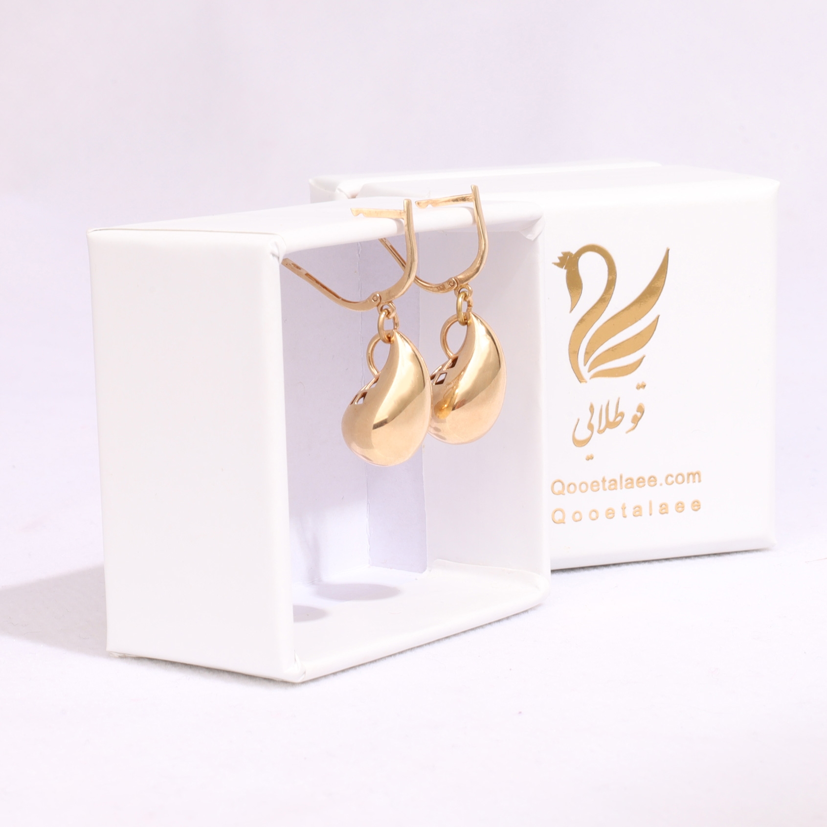 گوشواره طلا18عیار طرح قطره نور - تصویر 3