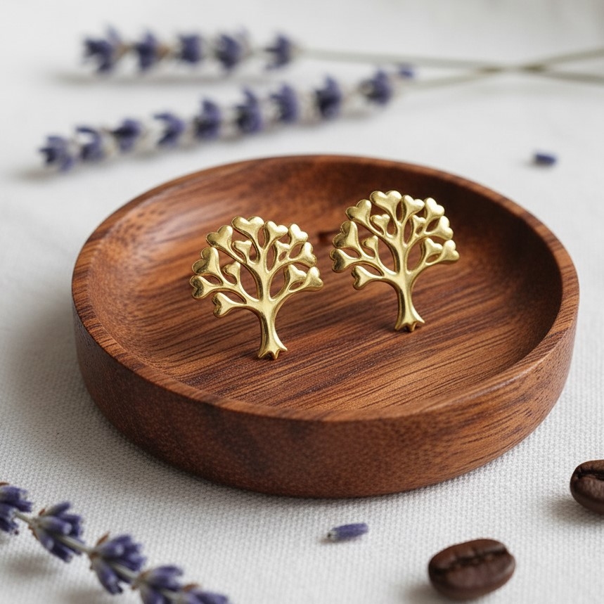 گوشواره طلا 18عیار درخت و قلب - تصویر 4