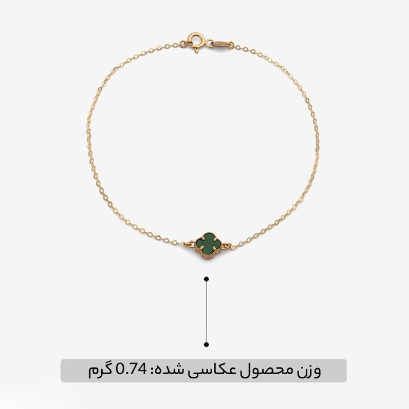 دستبند طلا 18 عیار ونکلیف تکی سبز - تصویر 6