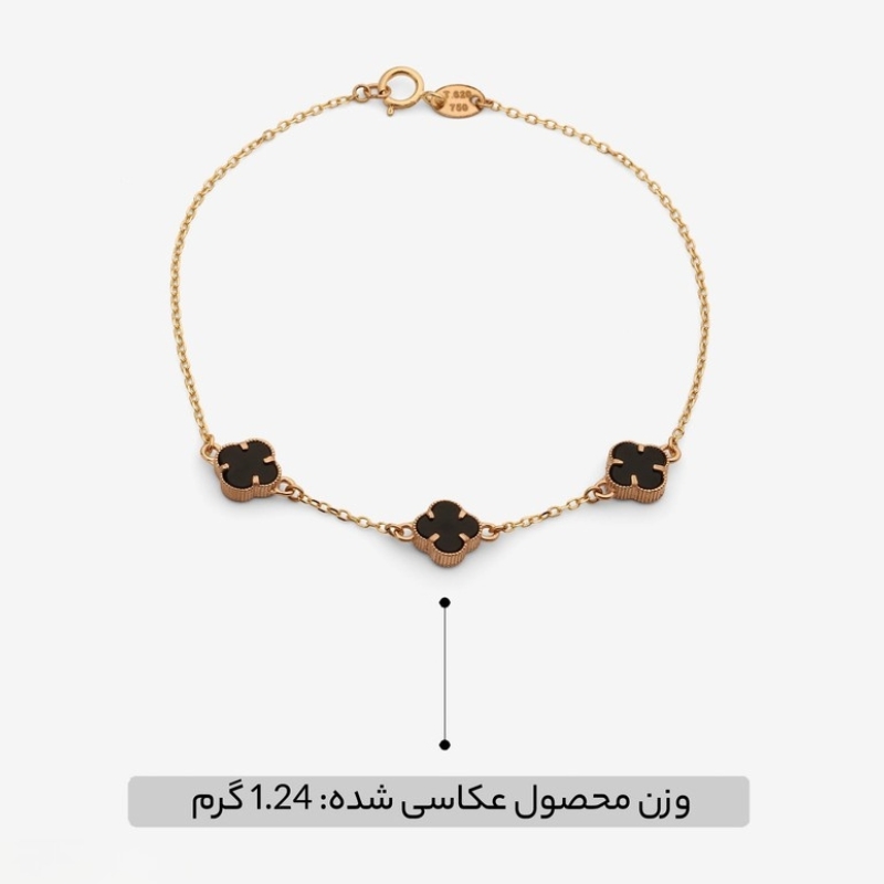 دستبند طلا 18 عیار ونکلیف 3 تایی مشکی - تصویر 3