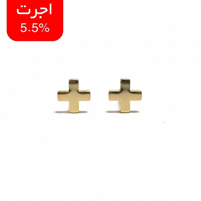 گوشواره طلا ۱۸ عیار میخی طرح مثبت