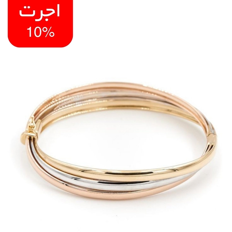 بنگل طلا 18 عیار سه‌رنگ زنانه