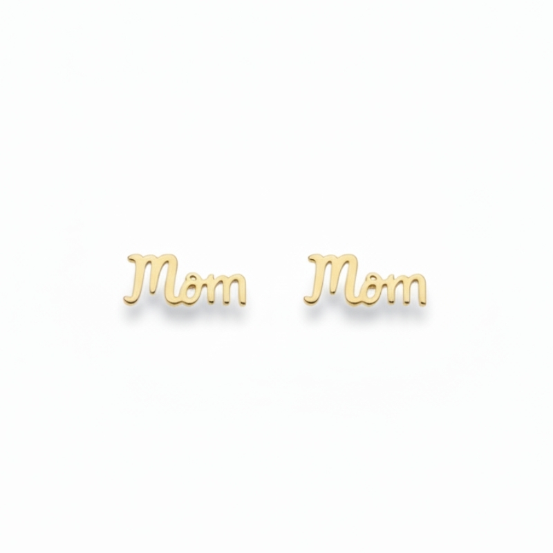 گوشواره میخی طلا 18 عیار طرح مادر MoM