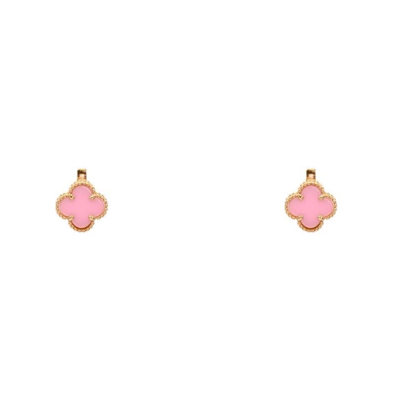 گوشواره میخی طلا 18 عیار ونکلیف صورتی