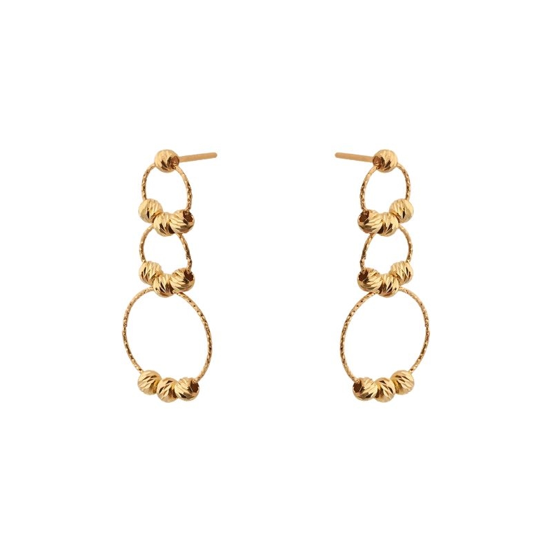 گوشواره طلا 18 عیار طرح 3 حلقه البرنادو