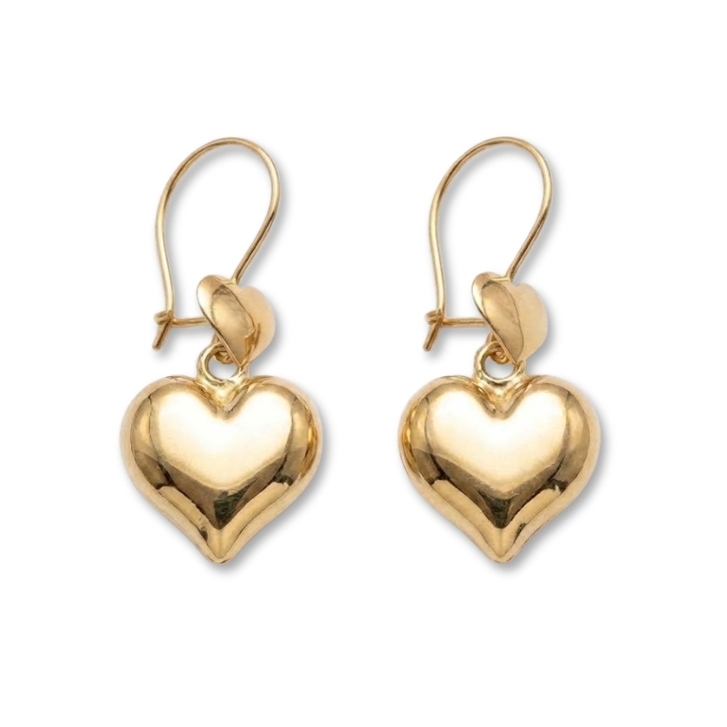 گوشواره طلا 18 عیار آویزی قلب کارولاین