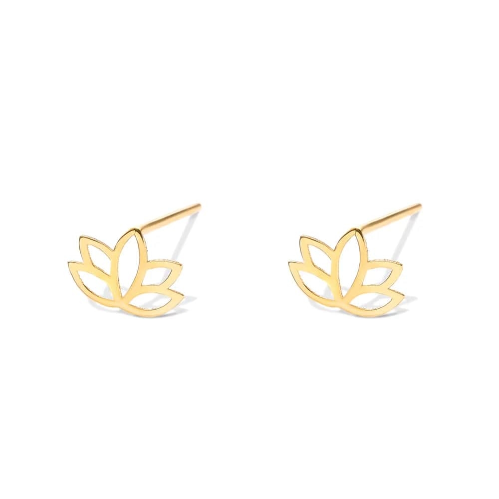 گوشواره طلا ۱۸ عیار طرح نیلوفر لوتوس