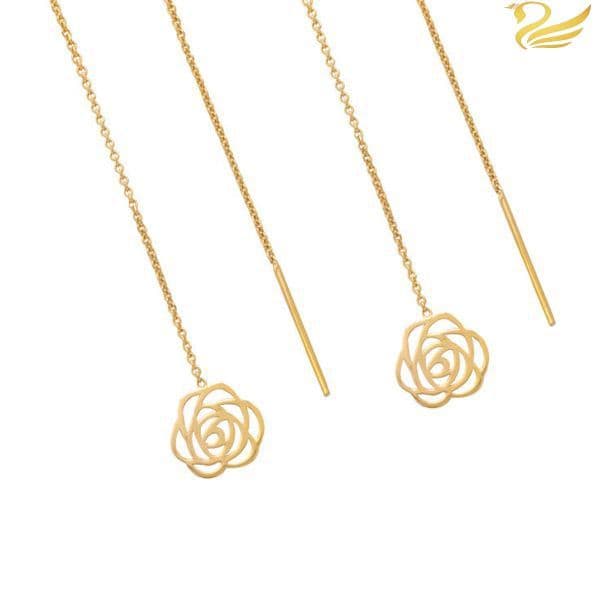 گوشواره طلا 18عیار بخیه ای گل رز