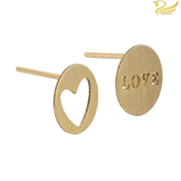 گوشواره طلا 18عیار طرح لاو و قلب - تصویر 2