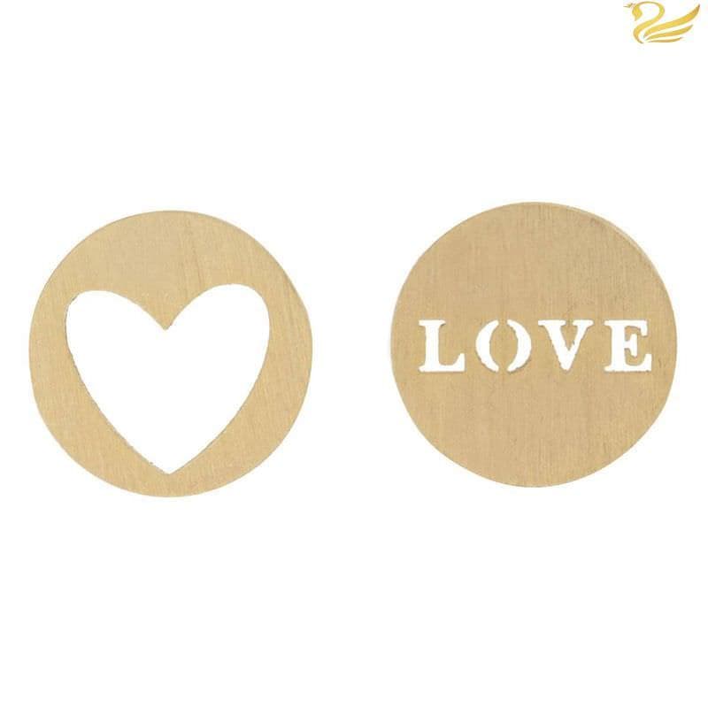 گوشواره طلا 18عیار طرح لاو و قلب - تصویر 3