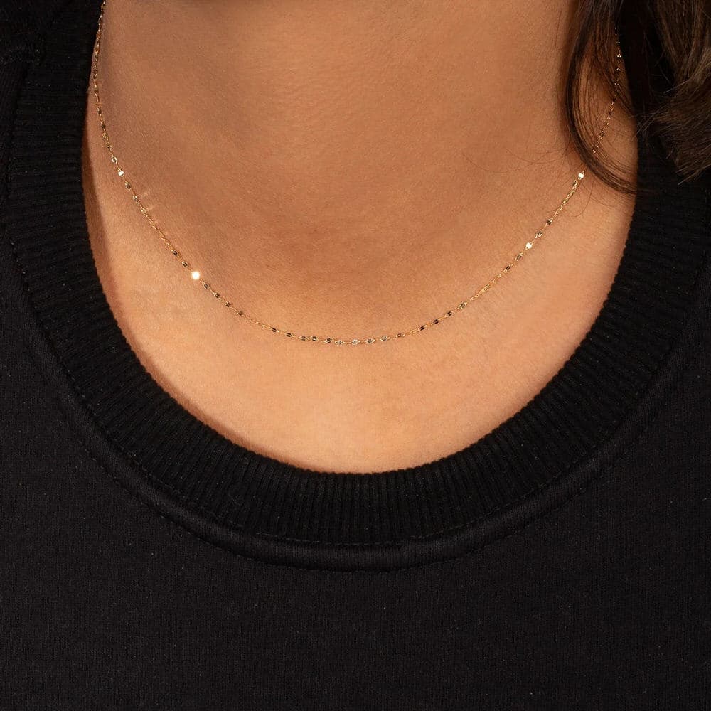 زنجیر طلا 18عیار زنانه طرح پولکی سبک سایز 1 40cm