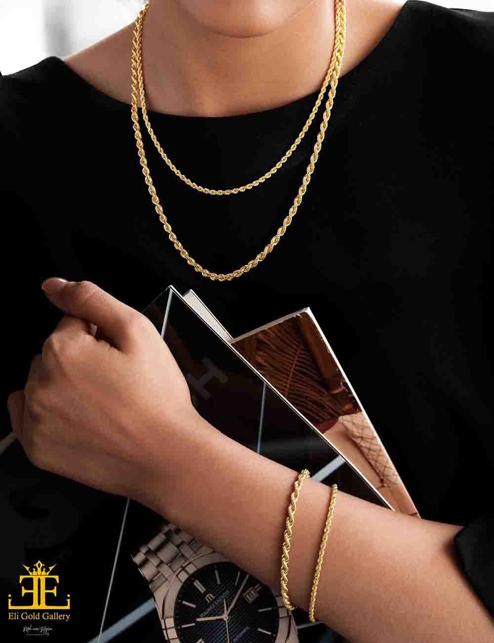 زنجیر  طلا 18 عیار طنابی قطر2 طول 40 سانت - تصویر 4