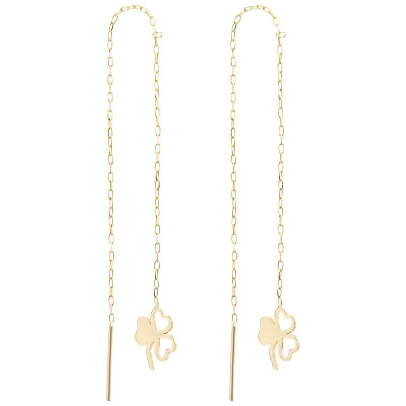 گوشواره طلا 18 عیار بخیه ای طرح برگ سه پر
