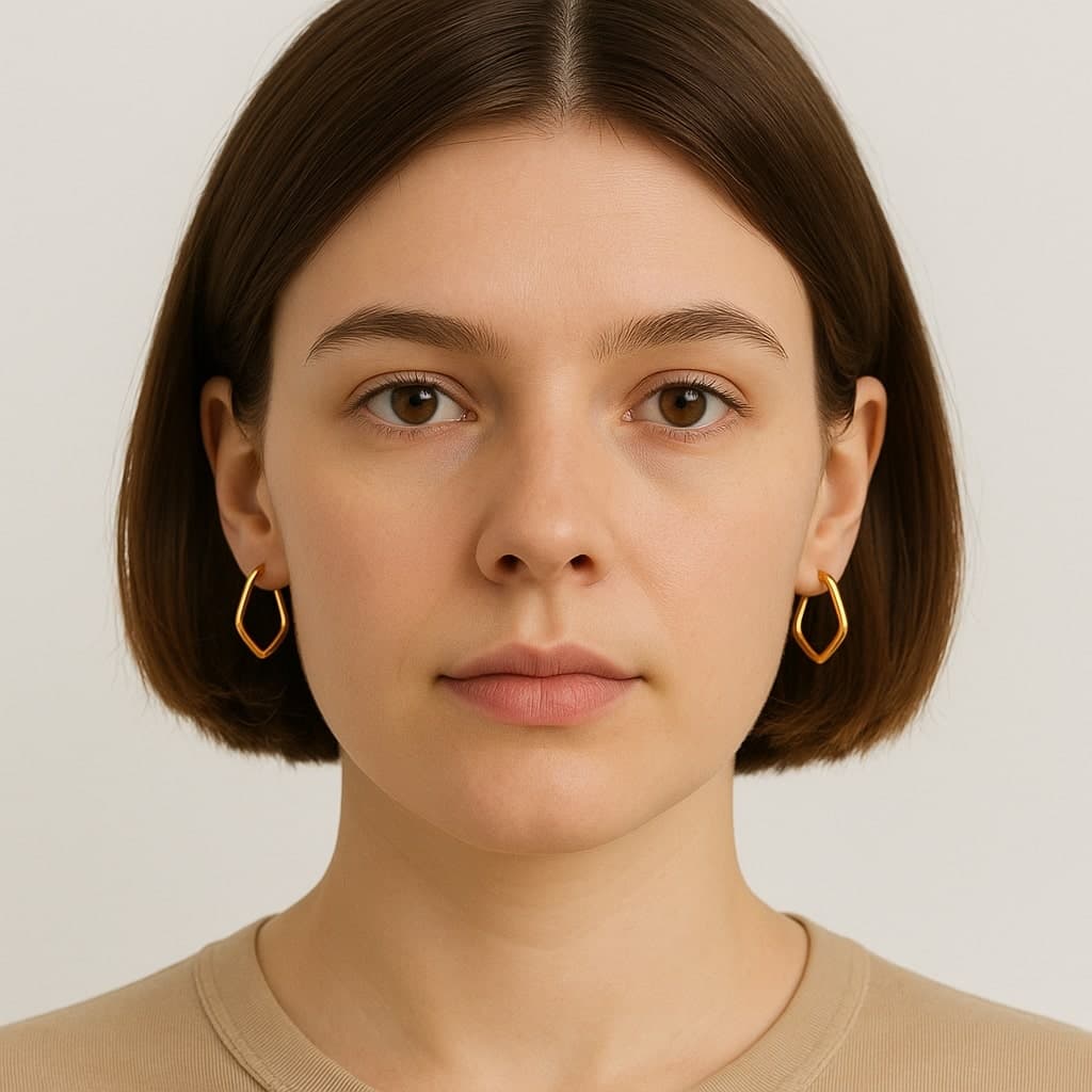 گوشواه حلقه ای لوزی طلا ۱۸ عیار