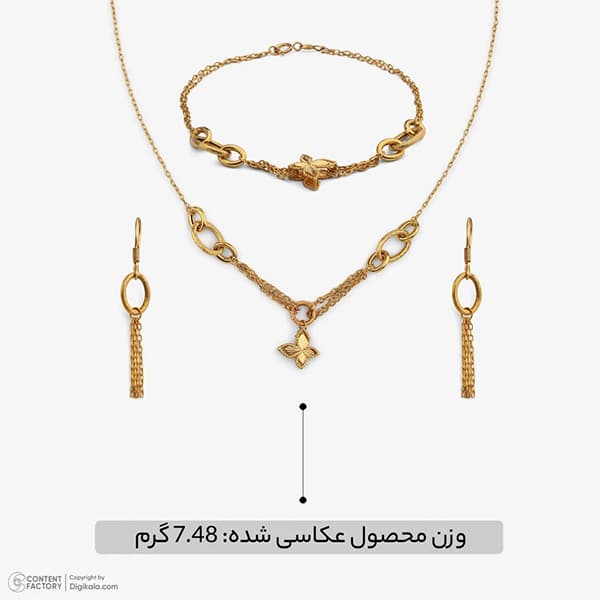 نیم ست طلا 18 عیار زنانه  مدل رولو پروانه کد 8745 - تصویر 2