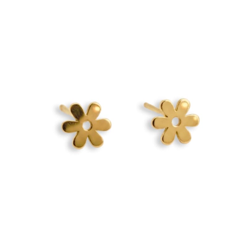 گوشواره طلا 18عیار طرح گل شش پر - تصویر 4