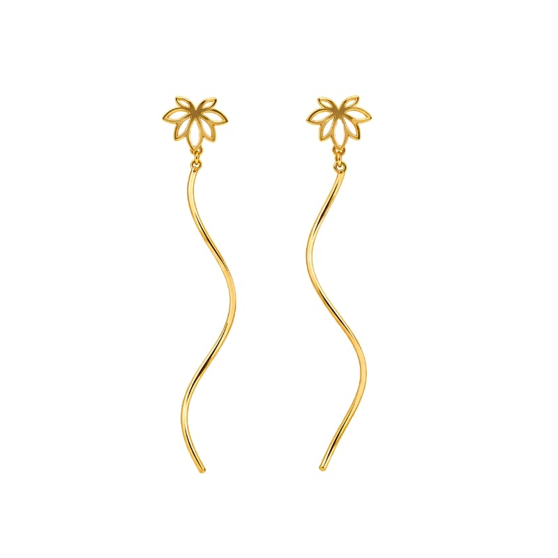 گوشواره بخیه ای طلا 18 عیار گل بهاری