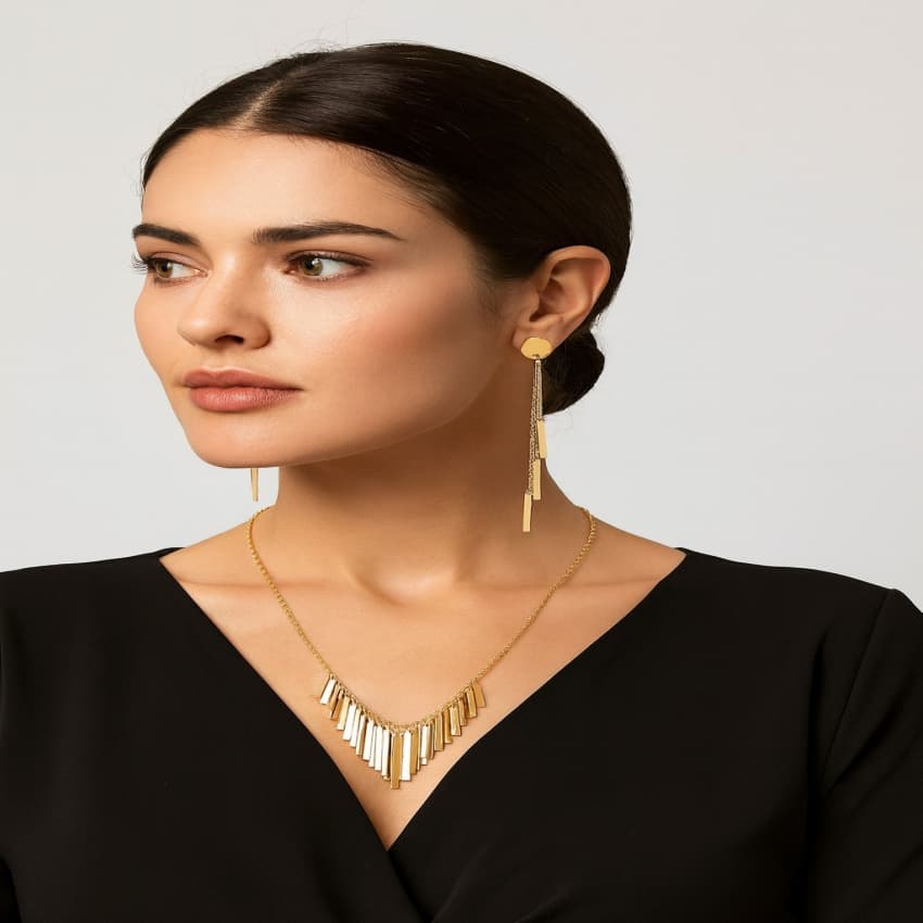 سرویس طلا 18 عیار طرح مستطیلی آبشاری