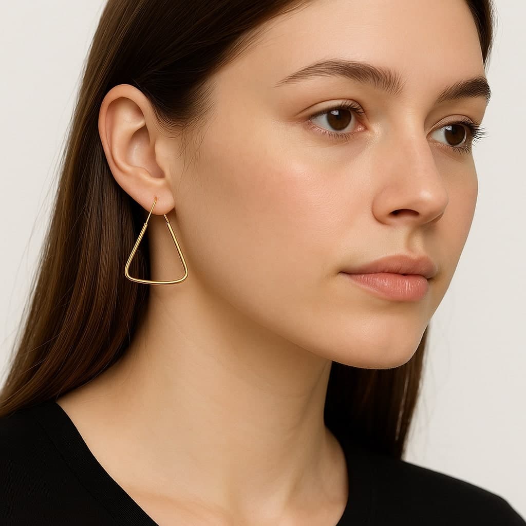 گوشواره حلقه ای مثلثی طلا 18 عیار