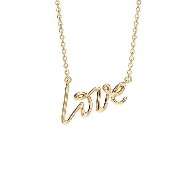 گردنبند طلا 18 عیار طرح love تیفانی
