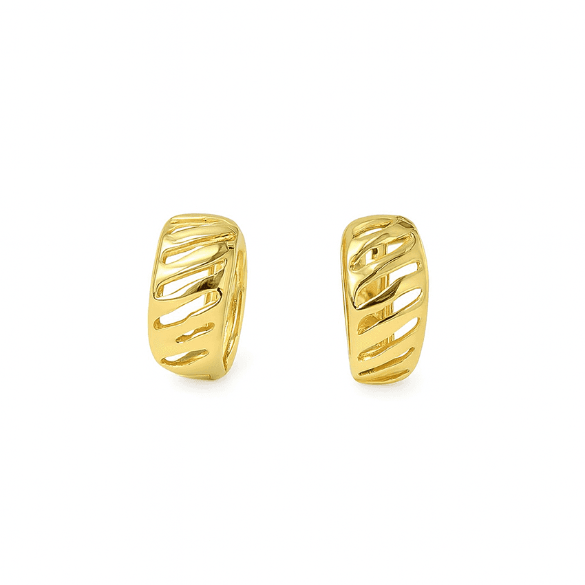 گوشواره طلا 18 عیار حلقه ای طرح موازی