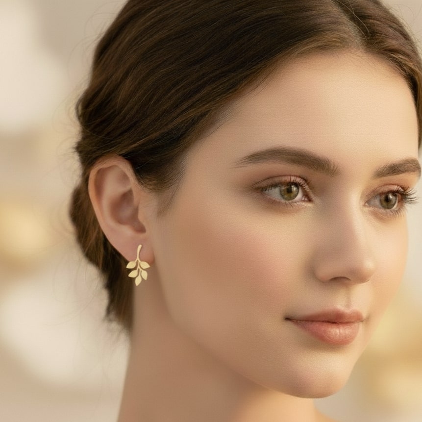 گوشواره طلا 18 عیار گلبرگ بنفشه