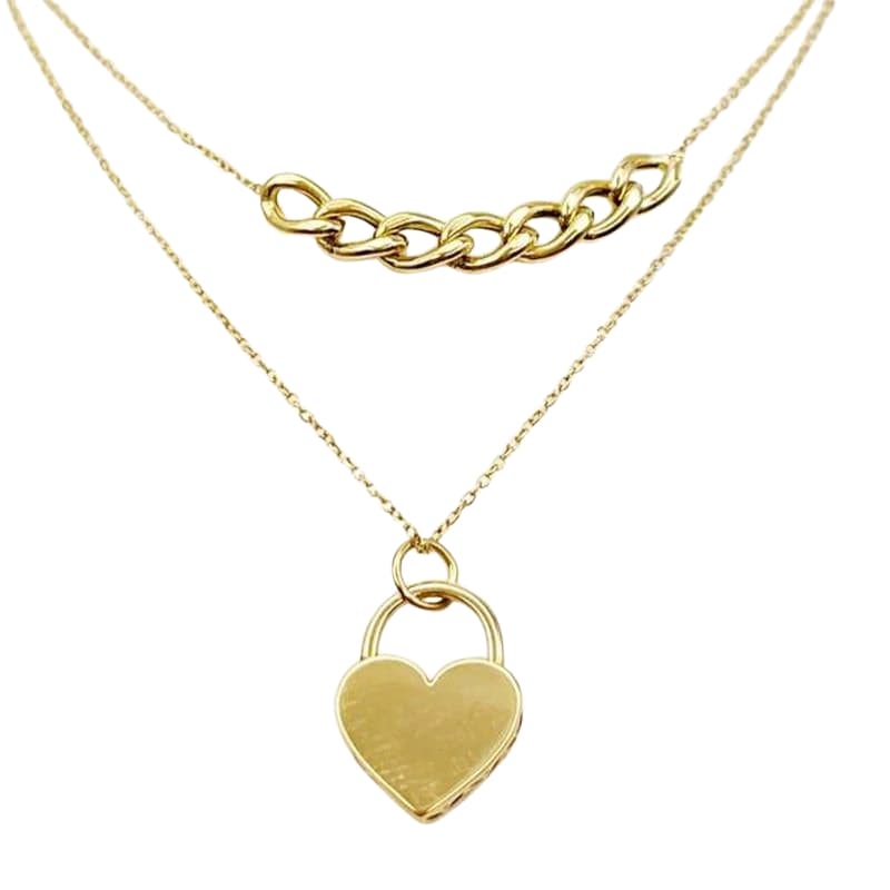 گردنبند طلا 18عیار طرح کارتیر و قلب تیفانی