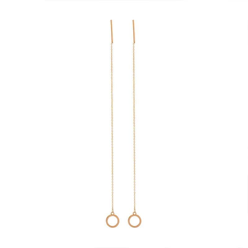 گوشواره طلا 18عیار طرح بخیه دایره تو خالی