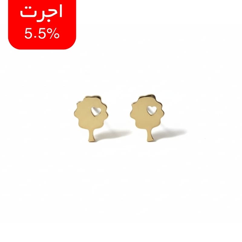 گوشواره طلا ۱۸ عیار میخی طرح درخت مینیمال
