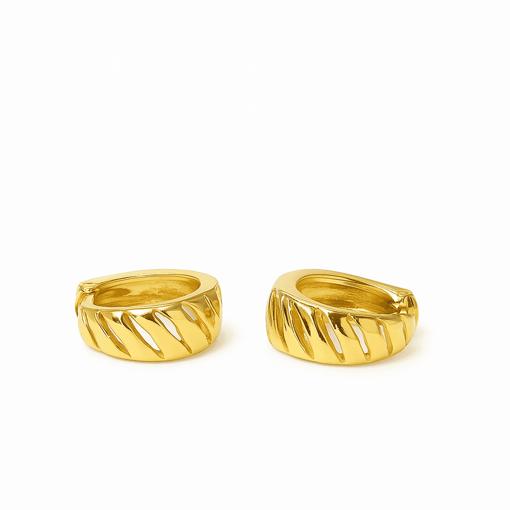 گوشواره طلا 18 عیار حلقه ای طرح موازی