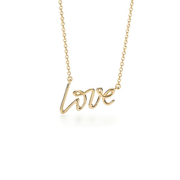 گردنبند طلا 18 عیار طرح love تیفانی