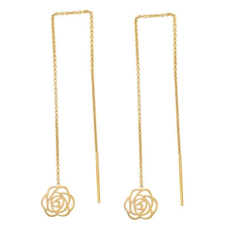 گوشواره طلا 18عیار بخیه ای گل رز