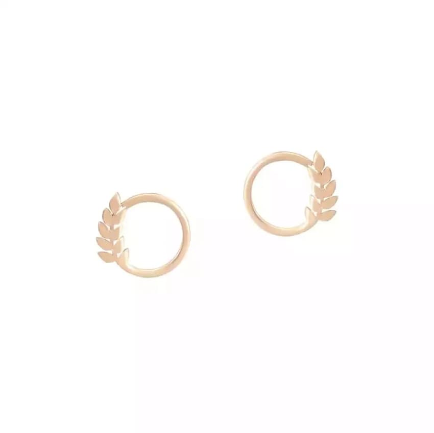 گوشواره حلقه ای طرح خوشه گندم طلا 18 عیار