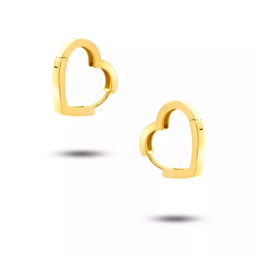 گوشواره قلبی ساده طلا 18 عیار